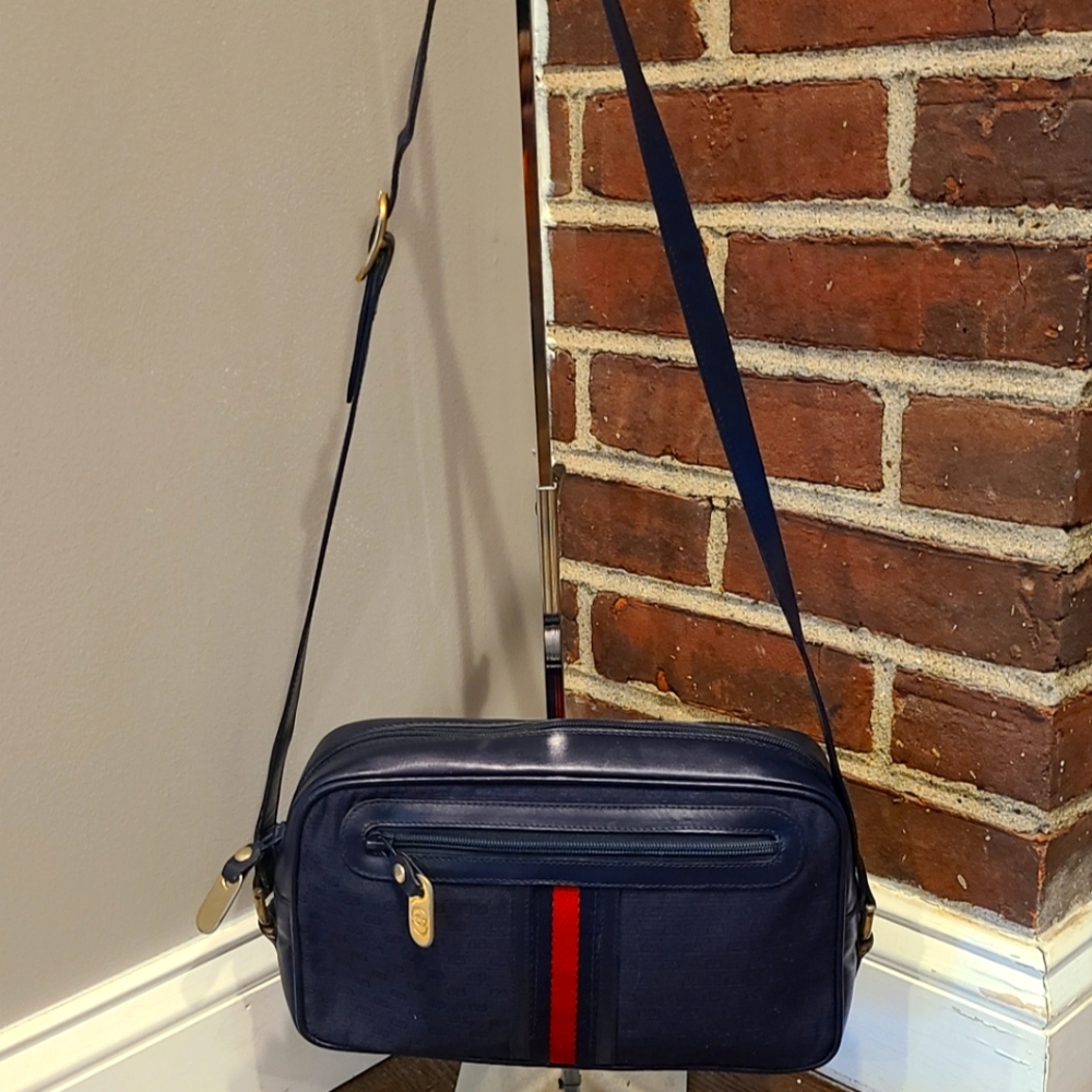 Vintage Navy Blue Gucci Camera Bag